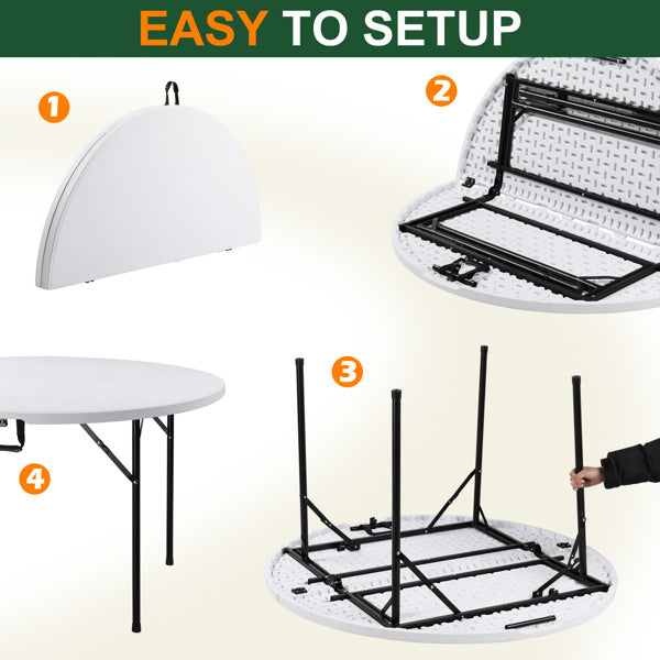48 Inch Outdoor Courtyard Foldable Round Table