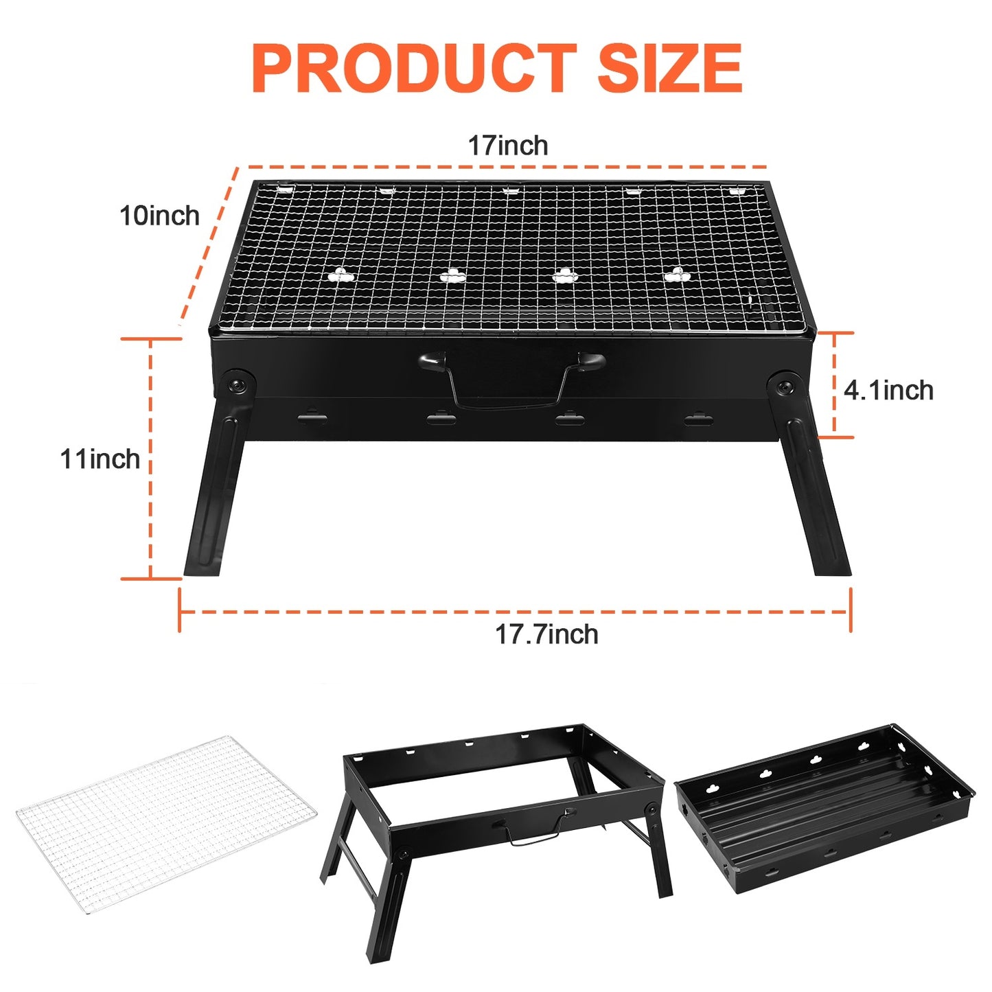 1Pc Portable BBQ Grill Foldable Charcoal Grill Lightweight Smoker Grill For Camping Picnics Garden Grilling