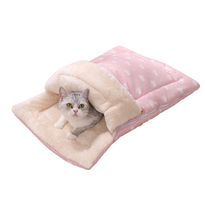 Soft And Comfortable Cat Bed Warm Pet Room With Detachable Mat And Foldable Design For Easy Storage Of Cat Sleeping Bags Dog Bed