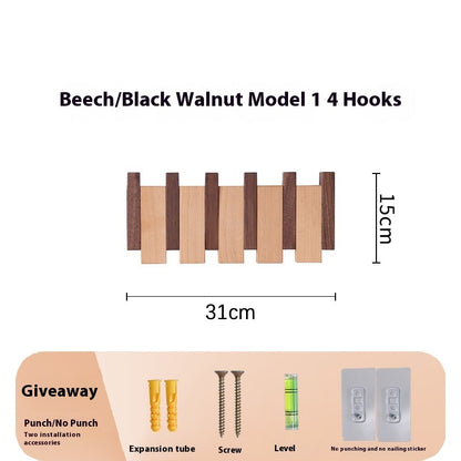 Clothes Hook Wall-mounted Entrance Hallway Hanger Punch-free Solid Wood Creative Keys Clothes