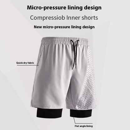 Lightweight Fake Two-piece Ice Silk Quick-drying Sports Shorts