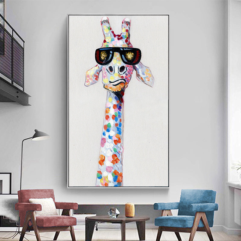 Wall art canvas print animal pictures giraffe family painting