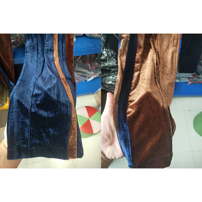 Velvet straight-leg wide-leg pants