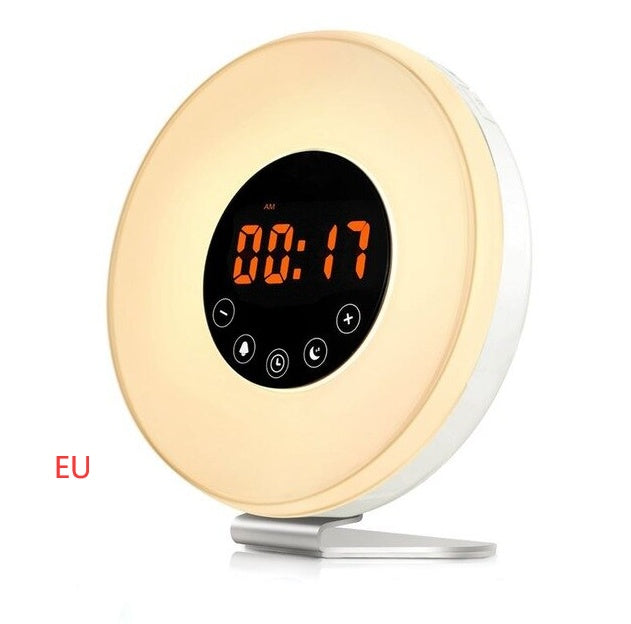 Sunrise and sunset wake up desk lamp alarm clock