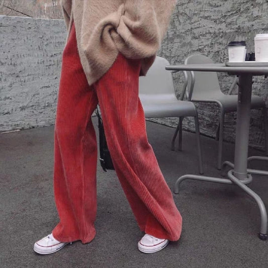 Women's corduroy wide-leg pants