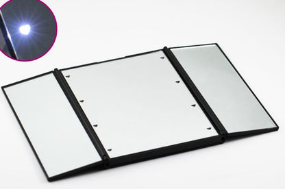 LED tri-fold mirror with light folding vanity mirror LED vanity mirror desktop portable mirror