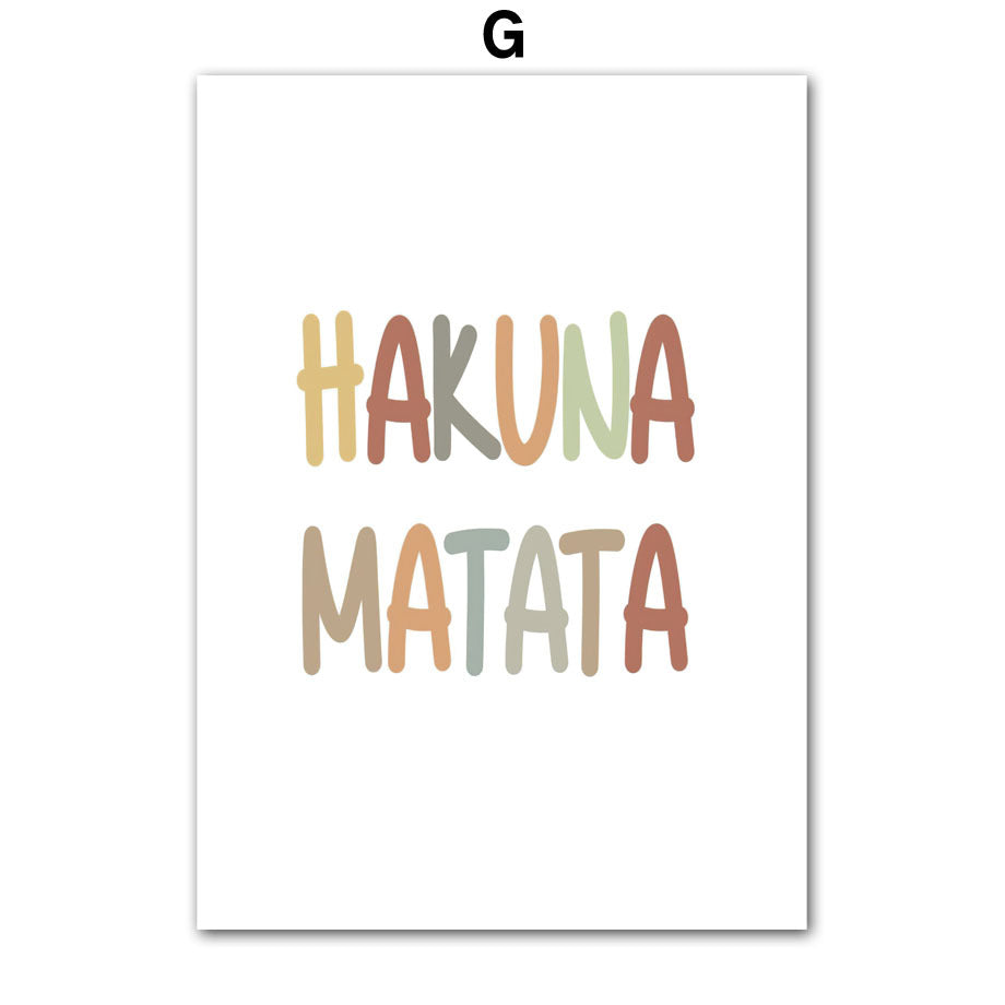 Jungle Animal Lion Giraffe Elephant Zebra Wall Art Poster Print Nordic Kindergarten Canvas