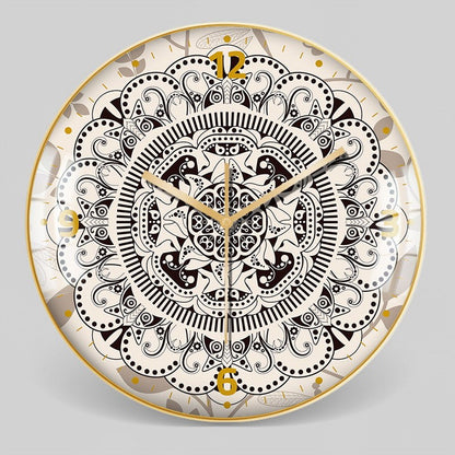 Nordic Moroccan Decorative Clock Ethnic Style Glass Bohemian Pattern Wall Clock