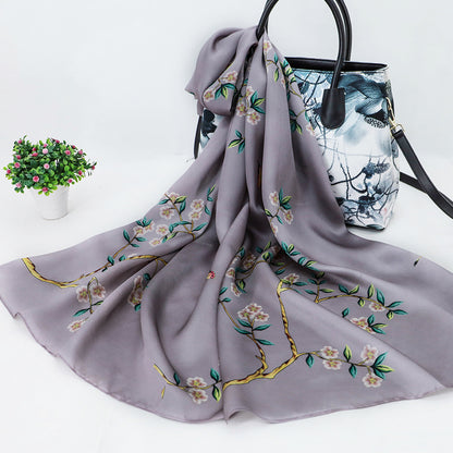 Women's Silk Scarf Shawl Sunscreen Scarf