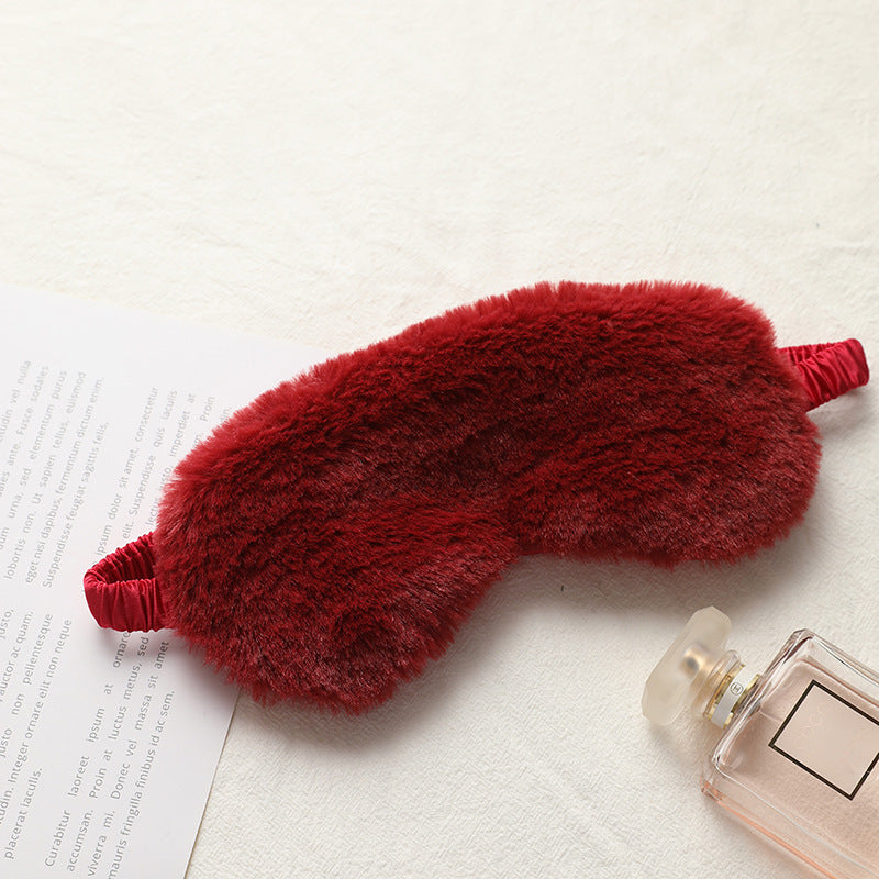 Rabbit fur blackout sleep eye mask