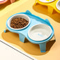 Cat Food And Water Bowl Set Ceramic Pet Bowl Set Elevated Tilted Bowl With Stand Indoor Cat Dishes Bowl With Hook Design Water