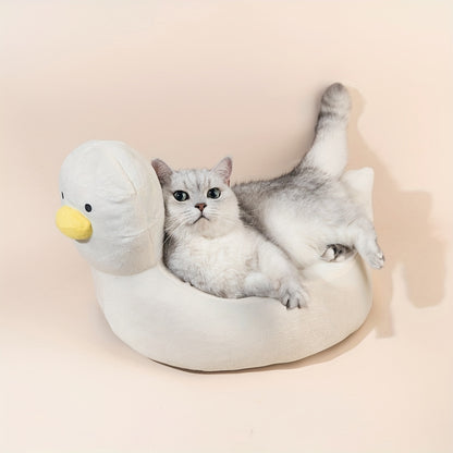 Duck Shape Fluffy Comfortable Pet Bed Sofa Suitable For Small Dogs Soft Polyester Material Unique Pattern Design Four Seasons Comfortable Sleeping Nest For Cats And Puppies
