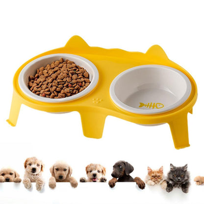 Cat Food And Water Bowl Set Ceramic Pet Bowl Set Elevated Tilted Bowl With Stand Indoor Cat Dishes Bowl With Hook Design Water