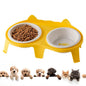 Cat Food And Water Bowl Set Ceramic Pet Bowl Set Elevated Tilted Bowl With Stand Indoor Cat Dishes Bowl With Hook Design Water
