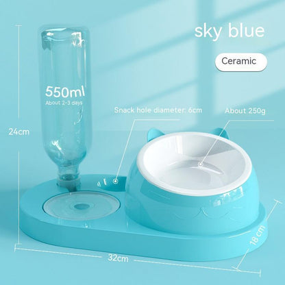 Cat Bowl Double Bowl Automatic Drinking Water Rice Basin