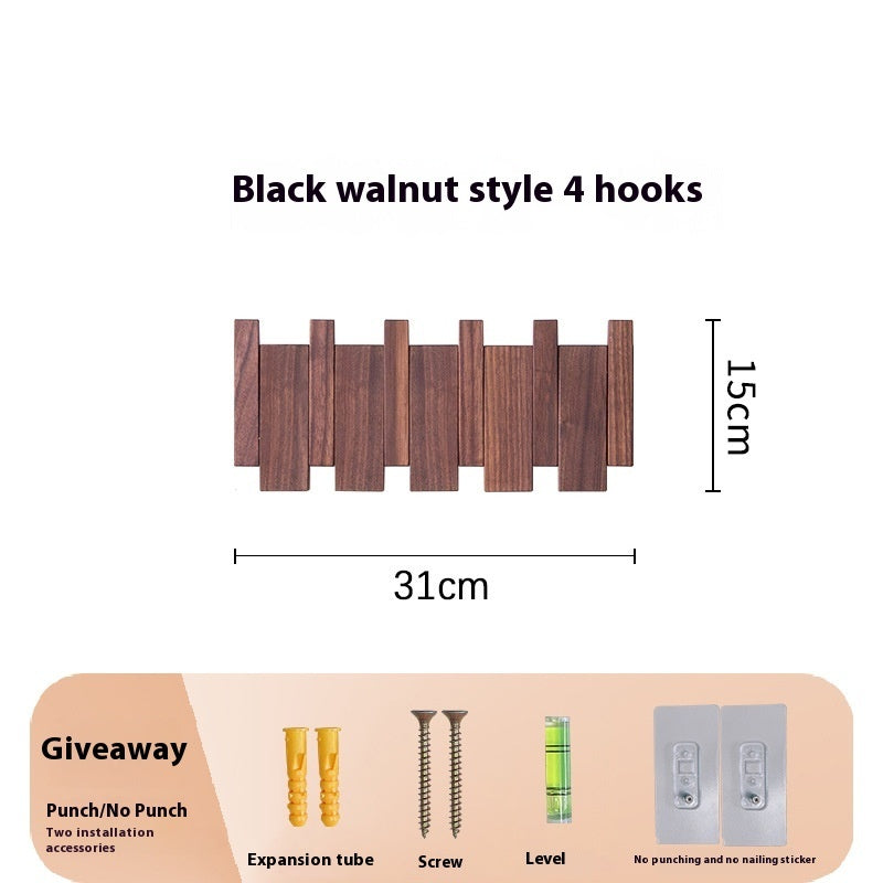 Clothes Hook Wall-mounted Entrance Hallway Hanger Punch-free Solid Wood Creative Keys Clothes
