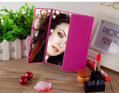 LED tri-fold mirror with light folding vanity mirror LED vanity mirror desktop portable mirror