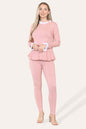 Peplum Frill Neck Suit Pleated Lounge Wear Set