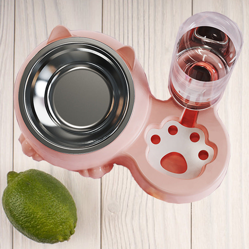 Double Bowl Ceramic Pet Automatic Dog Water Bowl Stainless Steel Cat Bowl