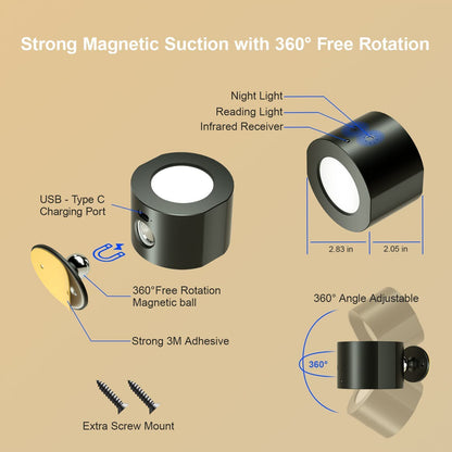 Magnetic Wall Lamp Touch And LED Reading Bedside Lamp