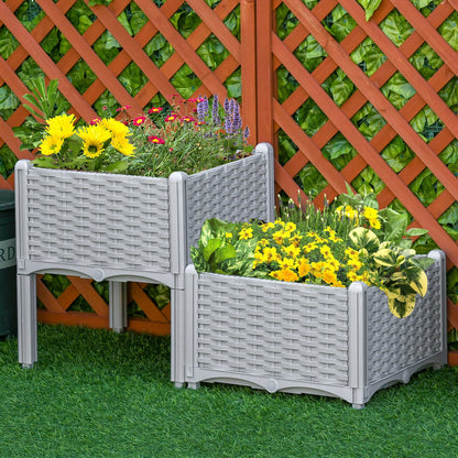 2-Piece Raised Garden Bed With Legs, Self-Watering Planter Box Raised Bed To Grow Flowers