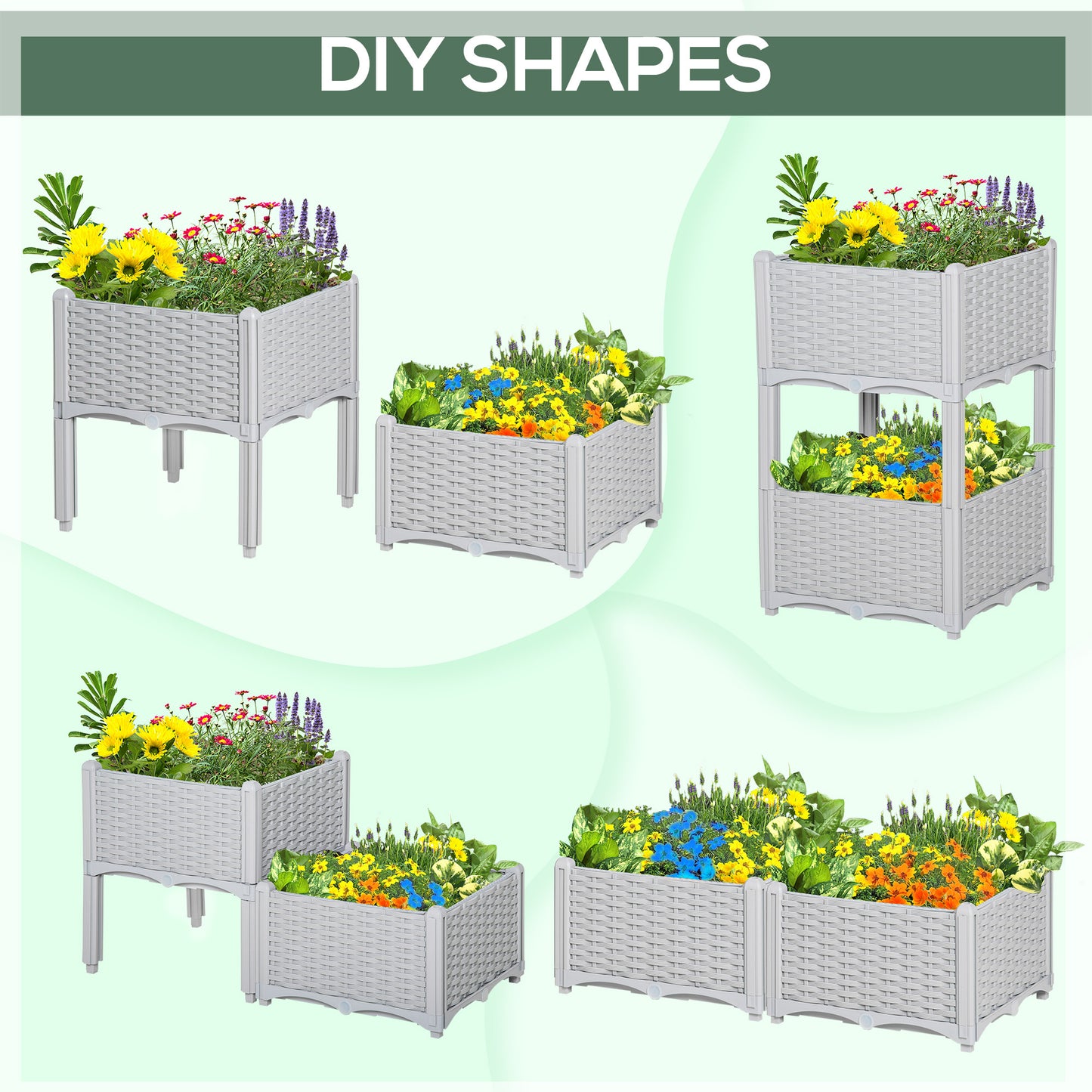 2-Piece Raised Garden Bed With Legs, Self-Watering Planter Box Raised Bed To Grow Flowers