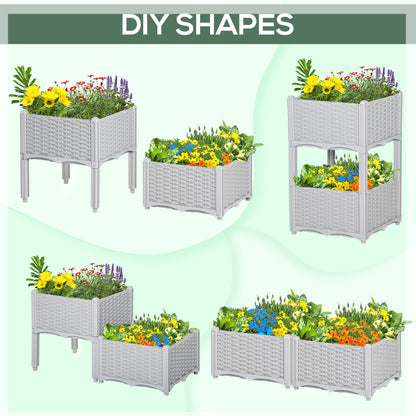 2-Piece Raised Garden Bed With Legs, Self-Watering Planter Box Raised Bed To Grow Flowers