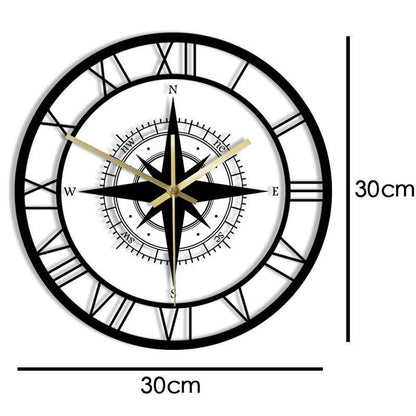 Creative Decorative Acrylic Compass Noiseless Clock