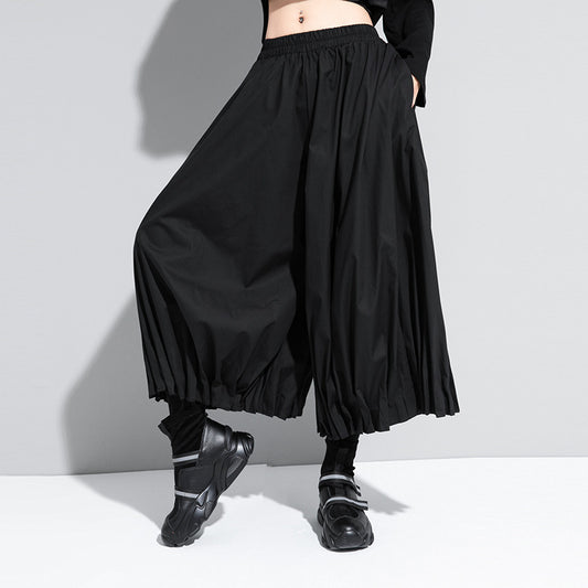 Women's pleated wide-leg pants