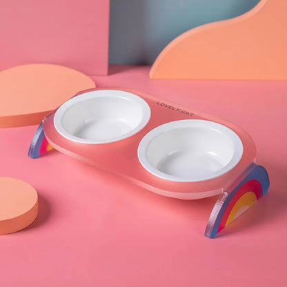 Cat Bowl Ceramic Double Bowl Water Bowl Grain Bowl High Leg Pet Bowl