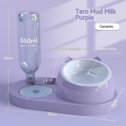 Cat Bowl Double Bowl Automatic Drinking Water Rice Basin