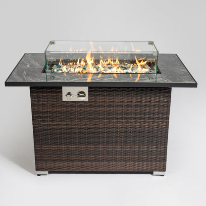 44 Outdoor Propane Fire Pit Table, Ceramic Tabletop Gas Fire Table