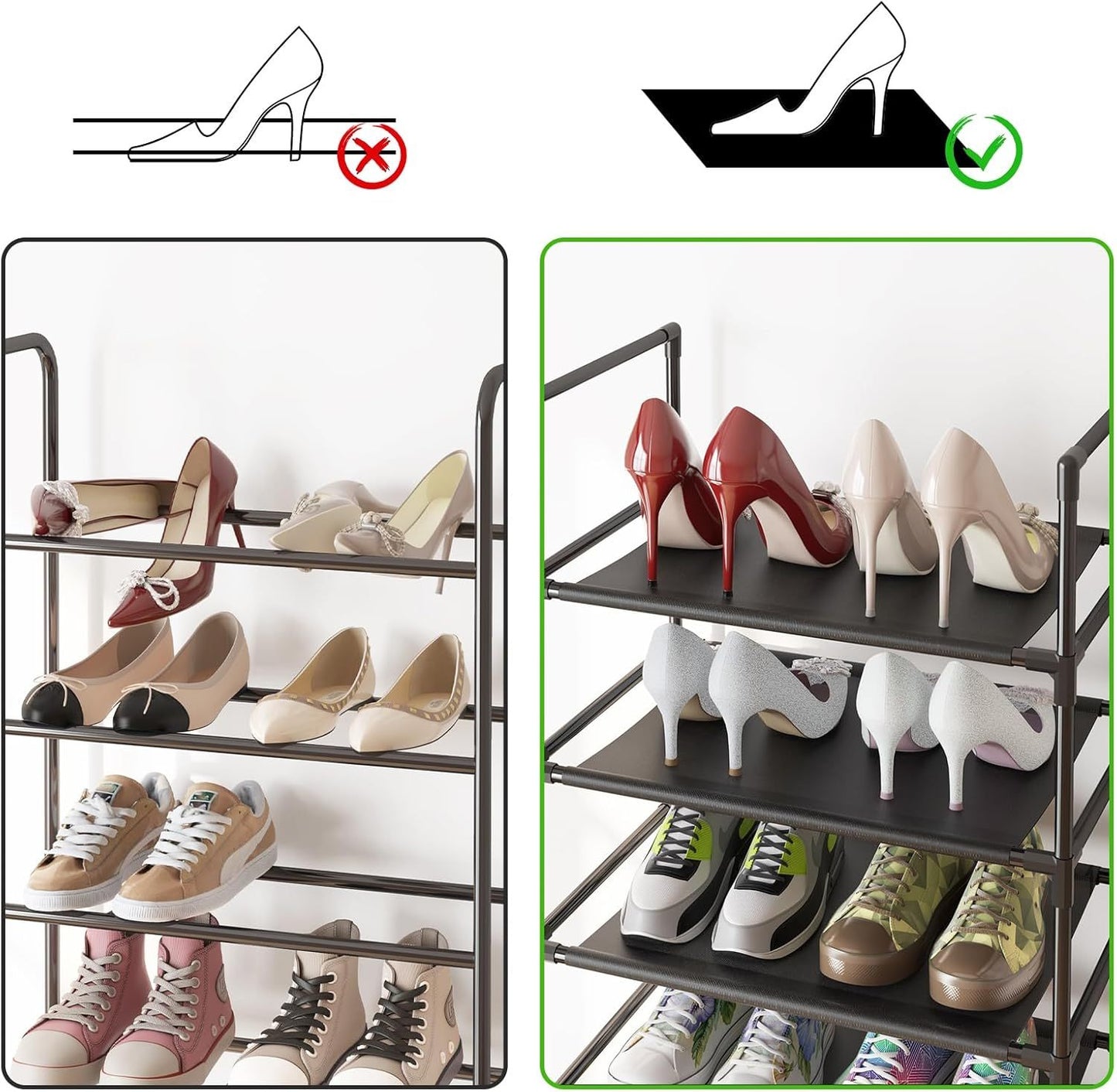 10 Tier Shoe Rack Tall Metal Shoe Storage Organizer For Bathroom Bedroom Living Room