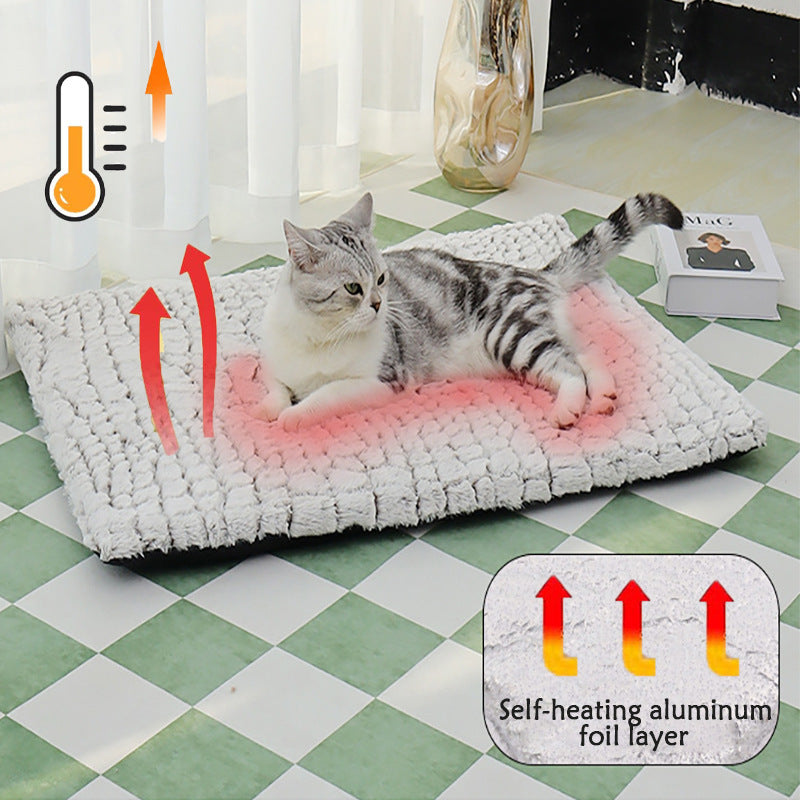 Warm Pet Pad Winter Sleep Fleece Dog Bed Comfortable Cat Nest