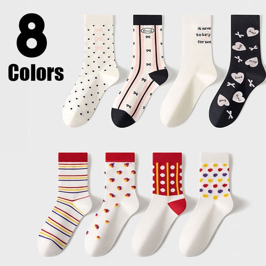 8 Pairs Womens Crew Socks Casual Knit Comfy Seamless Breathable Cool Dress Socks For Outdoor Sports Running Fitness Cycling