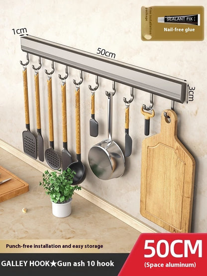 Factory Supply Kitchen Hook Rack Punch-free Wall-mounted Rack Aerospace Aluminum