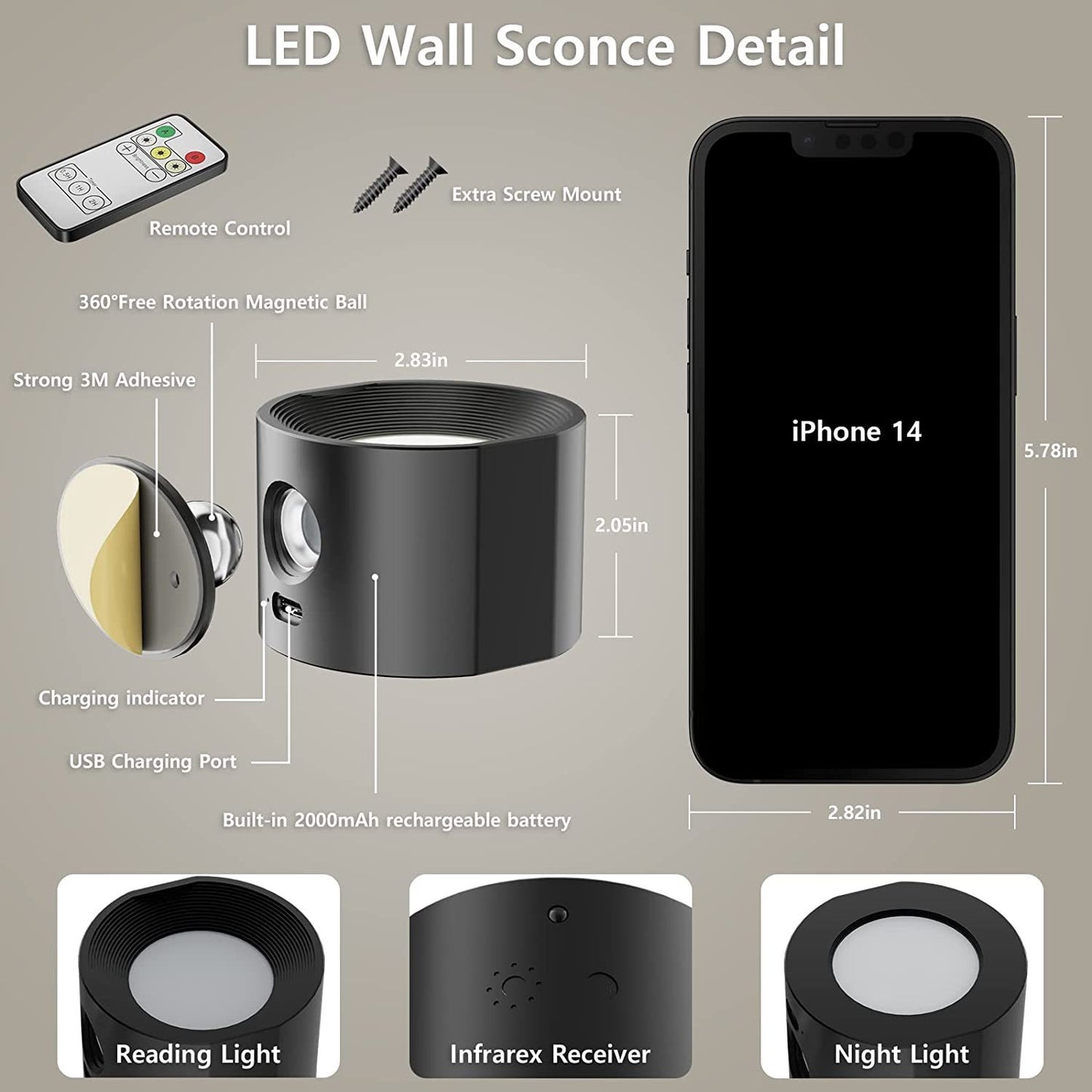 Magnetic Wall Lamp Touch And LED Reading Bedside Lamp