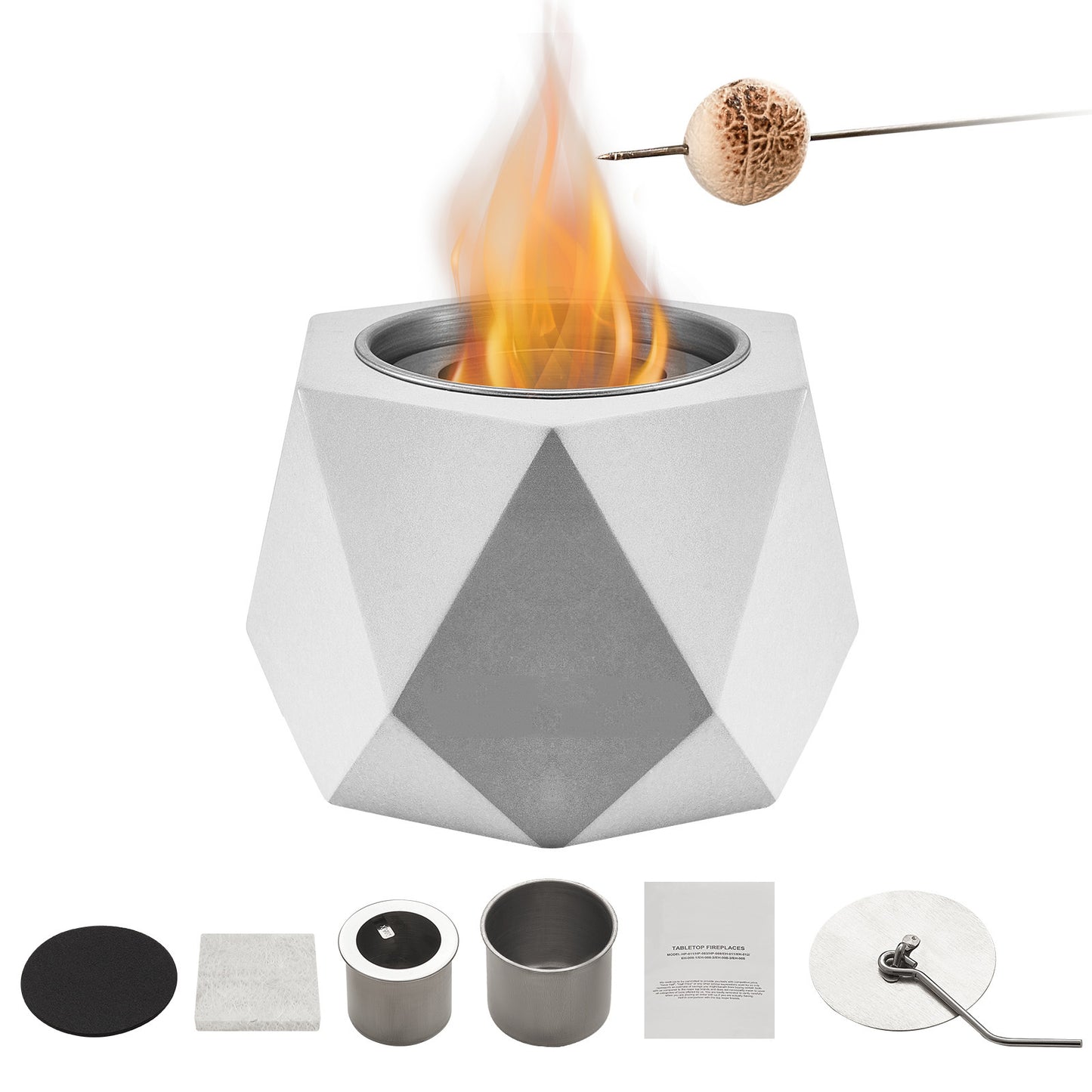 Tabletop Fire Pit Bowl Concrete Fireplace Indoor Outdoor For Patio