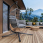 Patio Foldable Hanging Swing Chair With Stand Gray Color
