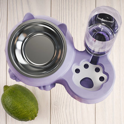 Double Bowl Ceramic Pet Automatic Dog Water Bowl Stainless Steel Cat Bowl